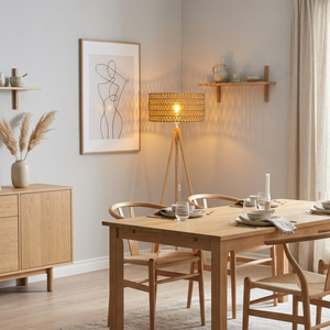 Lámpara de Pie Moderna de Lujo Hecha a Mano con Mimbre Natural, Lámpara de Pie Rectangular de Ratán Tejido Ecológico para Sala de Estar - Product Image 3