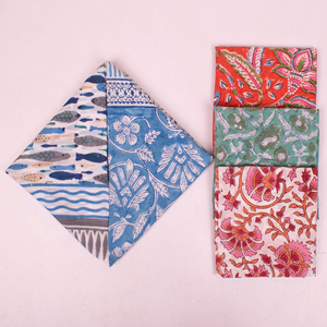 Multi-Functional Square Cotton <b>Head</b> Neck <b>Wraps</b> Beautiful Block Printed Boho Bandana Natural Dye Handmade Kerchief Travel India - Product Image 4