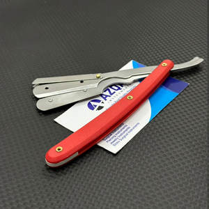 Navaja de Afeitar Clásica Roja de Hoja Recta, Plegable, de Acero Inoxidable, Herramienta de Afeitado para Barberos y Uso Doméstico - Product Image 3