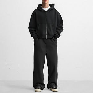 Vintage Set Customize Street Wear <b>Zip</b> Hoodie <b>Jogger</b> Sweatsuit Unisex Oversize Breathable Lightweight 100% Cotton Tracksuit - Product Image 6