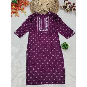 FANCY RAYON BORDADO ESPEJO TRABAJO LISTO PARA LLEVAR SOLO VINO KURTI - Product Image 1