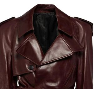 Premium Style High Quality Women's Cow Skin <b>Leather</b> <b>Jackets</b> Canvas Zipper 100% Polyester <b>Burgundy</b> Color Winter Fashion - Product Image 2