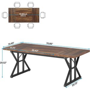 Tavolo da Pranzo in Legno da 180 cm per 6 Persone, Stile Rustico per Cucina - Product Image 5