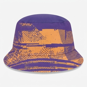 Customized Unisex <b>Purple</b> Bucket <b>Hat</b> With Orange Geometric Pattern Casual Spring Summer Adult Wear - Product Image 5