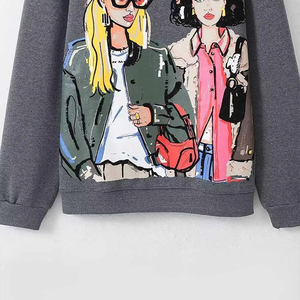 เสื้อฮู้ดดี้และเสื้อสเวตเชิ้ตผู้หญิงทรงหลวมแบบดรอปโชว์เดอร์ แต่งโบว์ สไตล์สตรีทแวร์สำหรับฤดูหนาว ผ้าถักเนื้อนุ่ม ระบายอากาศได้ดี พิมพ์ลายเรียบง่าย - Product Image 3