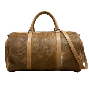 Genuine Hair on Leather Cowhide Fashion Duffle <b>Bag</b> Zipper Portable Vintage Travel Weekender Large Capacity Carry on LHDB-0029 - Product Image 6