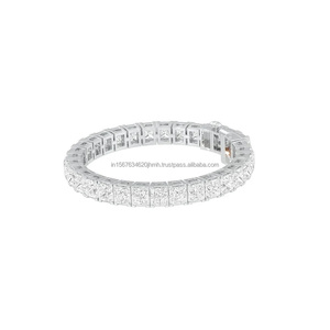 Pulsera de Boda Ancha y Lujosa con Diamante Cultivado en Laboratorio, Joyería de Cristal para Novia, Pulsera de Oro de 10K/14K/18K - Product Image 2