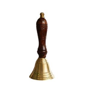 Campana de Mano Artesanal de Latón con Mango de Madera, Campana Decorativa Antigua Vintage para el Hogar, Oficina, Templo, Regalo, Decoración - Product Image 1