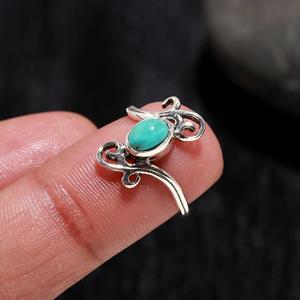Factory Wholesale Natural Mohave <b>Turquoise</b> <b>Ring</b> 925 Sterling Silver Handmade Gemstone Oval Shape Bohemian <b>Ring</b> Jewelry - Product Image 1