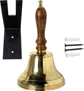 Superior Brass Hand <b>Bell</b> With Wooden Handle For Event Coordination Meditation And <b>School</b> Control Brass Hand <b>Bell</b> - Product Image 5