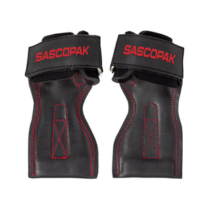 Poignées de musculation en caoutchouc avec surpiqûres rouges pour tractions, haltérophilie et entraînement de soulevé de terre, protection des paumes, logo personnalisé - Product Image 1