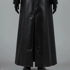 Gabardina Larga Gótica de Cuero Sintético para Mujer, Negra, Estilo Steampunk, Cosplay, Tendencia 2026 - Product Image 6