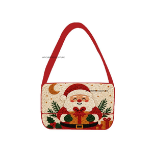 Bolso de hombro bordado a mano, diseño de rayas rosas con cuentas, bolso de moda con una sola correa, bolso personalizado para mujer para la temporada navideña - Product Image 2