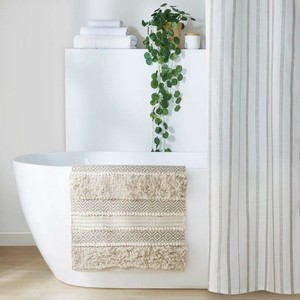 Alfombra de Baño de Algodón Blanco, Rectangular, con Patrón Geométrico, Base Antideslizante de Goma, Tejida, Estilo Escandinavo, Lavable a Máquina, para Uso Doméstico - Product Image 6