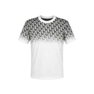 เสื้อยืดแขนสั้นสีขาวสำหรับผู้ชาย พิมพ์ลายตัวอักษรสีดำแบบดิจิทัล คอกลม ทรงลำลอง ผ้าคอตตอนเจอร์ซีย์ - Product Image 1