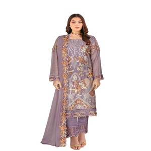 RAMSHA Brand Stylish High Quality 3-Piece Heavy Embroidered <b>Pakistani</b> <b>Dress</b> for Women Chiffon for Weddings Parties-<b>Eid</b> Discount - Product Image 1