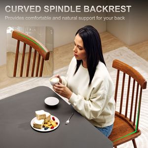 Set di 4 Sedie da Pranzo in Stile Rustico Marrone Chiaro, Sedie da Cucina in Legno con Struttura in Metallo e Schienale a Fuso per Sala da Pranzo - Product Image 4