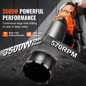 Trapano per Calcestruzzo Robusto da 3500W con Diametro di Foratura 0.8-11.8 Pollici e Supporto per Punta Diamantata - Product Image 2
