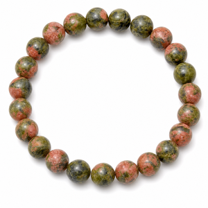 Natural Unakite 8mm Gemstone <b>Crystal</b> Beaded Stretch <b>Bracelet</b> Women's Ethnic Style Third Party Certified Wholesale Supply Brandon - Product Image 3
