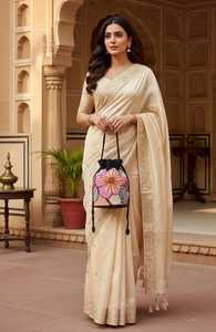 Sac Potli en Lin Brodé Traditionnel pour Femme – Cadeau de Mariage, Saint-Valentin, Fête Nuptiale – Écologique, Durable, Tendance, en Nylon - Product Image 3