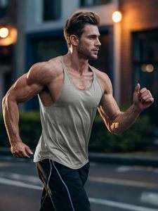 Débardeurs fuselés pour hommes, vente en gros, promotion, personnalisables, pour entraînement, fitness, musculation, été, vêtements de sport athlétiques - Product Image 4