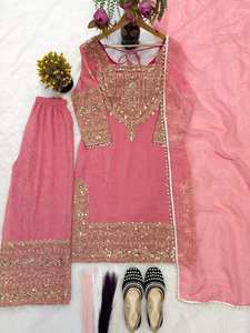 New Trendy <b>Three</b> Piece Ready To Wear Kurta Pant With Fancy Lace Border Duptta - Product Image 6