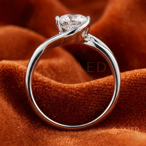 Round Cut Moissanite <b>Solitaire</b> Bypass Engagement <b>Ring</b> 925 <b>Silver</b> Twist Band Wedding <b>Ring</b> Diamond Look Jewelry - Product Image 3