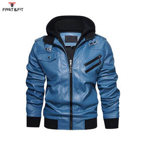 Veste de moto d'hiver pour hommes en toile et cuir véritable, coupe-vent, imperméable et respirante, style urbain, vente en gros - Product Image 1