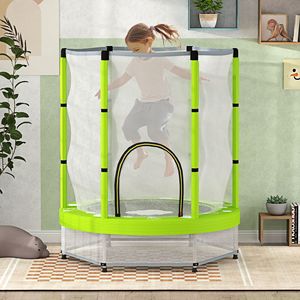 Trampolín Infantil Verde con Diseño de Nubes de 4.6 Pies con Red de Seguridad, Brincolín Recreativo para Uso en Interiores y Exteriores - Product Image 2