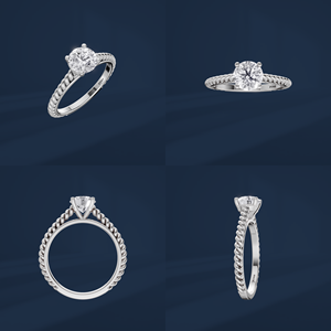 Anillo de Compromiso Clásico con Diamante de Corte Brillante Redondo en Platino PT950 para Mujer - Product Image 6