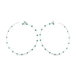 REYES Classic 14K 18K 22K Solid Gold <b>Moissanite</b> Hoop <b>Earrings</b> Round Cut 0.5 Carat Emerald Gemstones Fine Jewelry For Women - Product Image 2