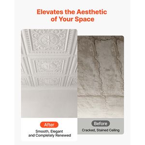 Plaques de plafond en PVC 24x24, lot de 12, blanches, panneaux géométriques 3D, lisses, à suspendre, résistantes aux chocs, peignables - Product Image 6