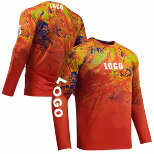 Camisa de Pesca Unisex Personalizada de Manga Larga con Protección Solar UPF 50, Secado Rápido, Estampado Digital Verde y Azul, Ropa Deportiva 100% Poliéster - Product Image 3