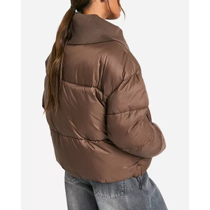 Custom Brown Shiny Puffer Jacket Loose Fashion Thermal Shiny Brown Quilting Jacket <b>Winter</b> Warm Coats for <b>Ladies</b> Women - Product Image 5