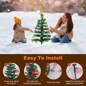 2-Pack 37.4in Height Solar Christmas <b>Tree</b> 100 Colorful LED Beads 8 <b>Lighting</b> Modes IP44 Waterproof Outdoor Xmas Decoration - Product Image 5