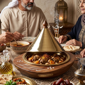 Juego de Servidor de Comida de Madera de Lujo para Ramadán con Tapa Cónica Metálica, Calentador de Comida Premium para Majlis, Olla Caliente para Venta al por Mayor en el Golfo - Product Image 5