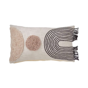 Cojín Lumbar Acolchado de Algodón Estilo Boho Chic con Relleno de Fibra de Poliéster 100%, Funda Extraíble, Lavable, Ecológica y Transpirable - Product Image 1