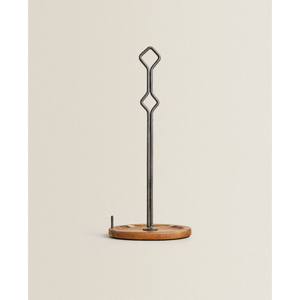Modern Free Standing Acacia Wood <b>Paper</b> Towel Holder With Gold Metal Base Heavy Duty Vertical <b>Kitchen</b> Roll Stand For Standard - Product Image 4
