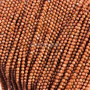 Cuentas redondas microfacetadas de arenisca roja natural de 2 mm, cuentas de arenisca para la fabricación de joyas, venta al por mayor, cuentas sueltas facetadas con corte de diamante. - Product Image 6