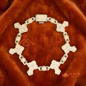 Bracelet en or 18 carats avec maillons en os et moissanite, chaîne fine style hip-hop, Pulsera de Lujo pour homme et femme, style premium - Product Image 1