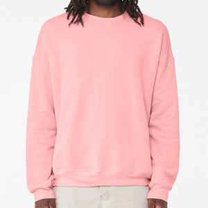 <b>Pink</b> Crew Neck Pullover <b>Sweatshirt</b> Regular Fit Solid Color Knitted Fabric Unisex Casual Autumn Wear - Product Image 6