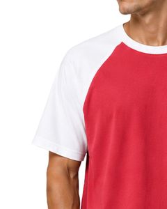 Manufacturer Red And <b>White</b> Raglan T Shirt For Men Short Sleeve Crew Neck Cotton <b>Tee</b> Custom Casual Color Block Streetwear Top - Product Image 3