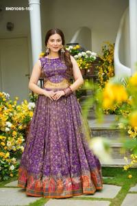 Designer Fancy Organza Silk with Printed & Animal-Motif Border Design Lehenga-Fancy Lace Choli <b>Readymade</b> Set Wholesale Supply - Product Image 4