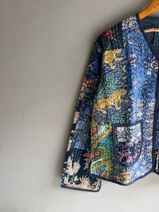 Chaqueta Acolchada de Algodón con Parches Estilo Bohemio para Mujer, Cuello en V, Botones al Frente, Prenda Exterior Informal, Manga Larga, Bolsillos con Parches, para Todas las Temporadas - Product Image 2