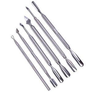 Stainless Steel Beauty <b>Kit</b> Made In Pakistan Wholesale High Quality Dual end Flat Cuticle Pusher Set <b>Nail</b> Cleaning Tool - Product Image 1