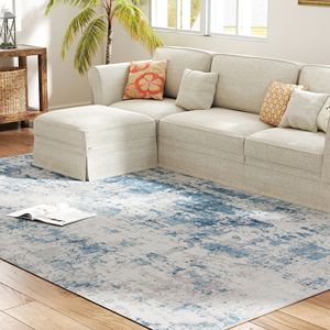 Tappeto Moderno Astratto Blu 8x10, Antiscivolo e Lavabile in Lavatrice, Set di Tappeti per Soggiorno, Camera da Letto e Sala da Pranzo - Product Image 2