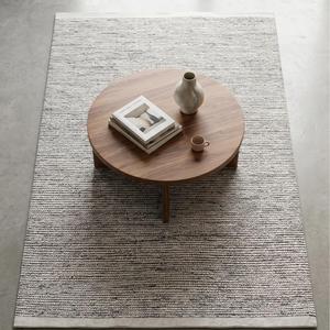 Tapis de luxe classique gris uni en laine nouée à la main, design texturé minimaliste, motif floral, pour salon et chambre à coucher - Product Image 3