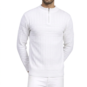 Suéter de Punto con Cierre de Cremallera de un Cuarto, Azul Marino a Rayas, para Hombre, Corte Regular, Estilo Casual para Otoño - Product Image 2