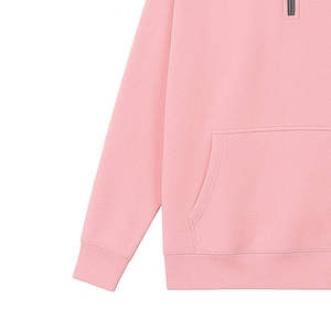 Sweat-shirt unisexe rose à col montant zippé, manches régulières, en molleton bouclette, coupe oversize, décontracté, pour l'automne - Product Image 3