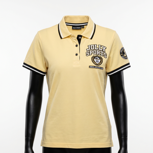 Women Polo Shirt 220 GSM Cotton Pique Red Contrast Collar Custom Embroidery Applique Patch Woven Label Logo OEM - Product Image 3